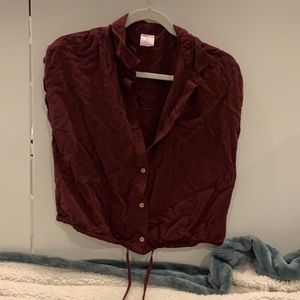 Maroon Short Shoulder Button Up